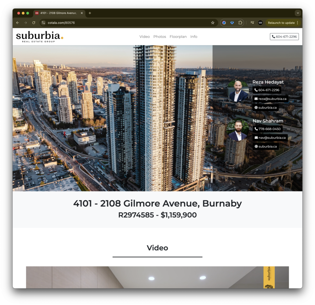 Web listing of a property for Suburbia Real Estate Group