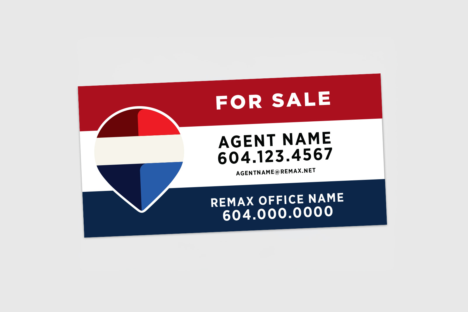 REMAX Strata For Sale Sign: Red White Blue