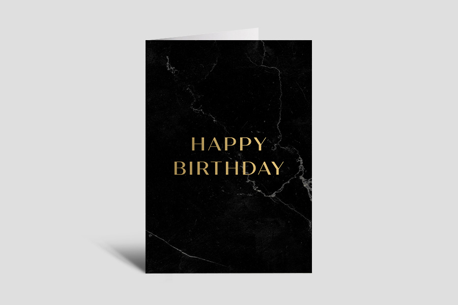 Birthday Card: Black Marble