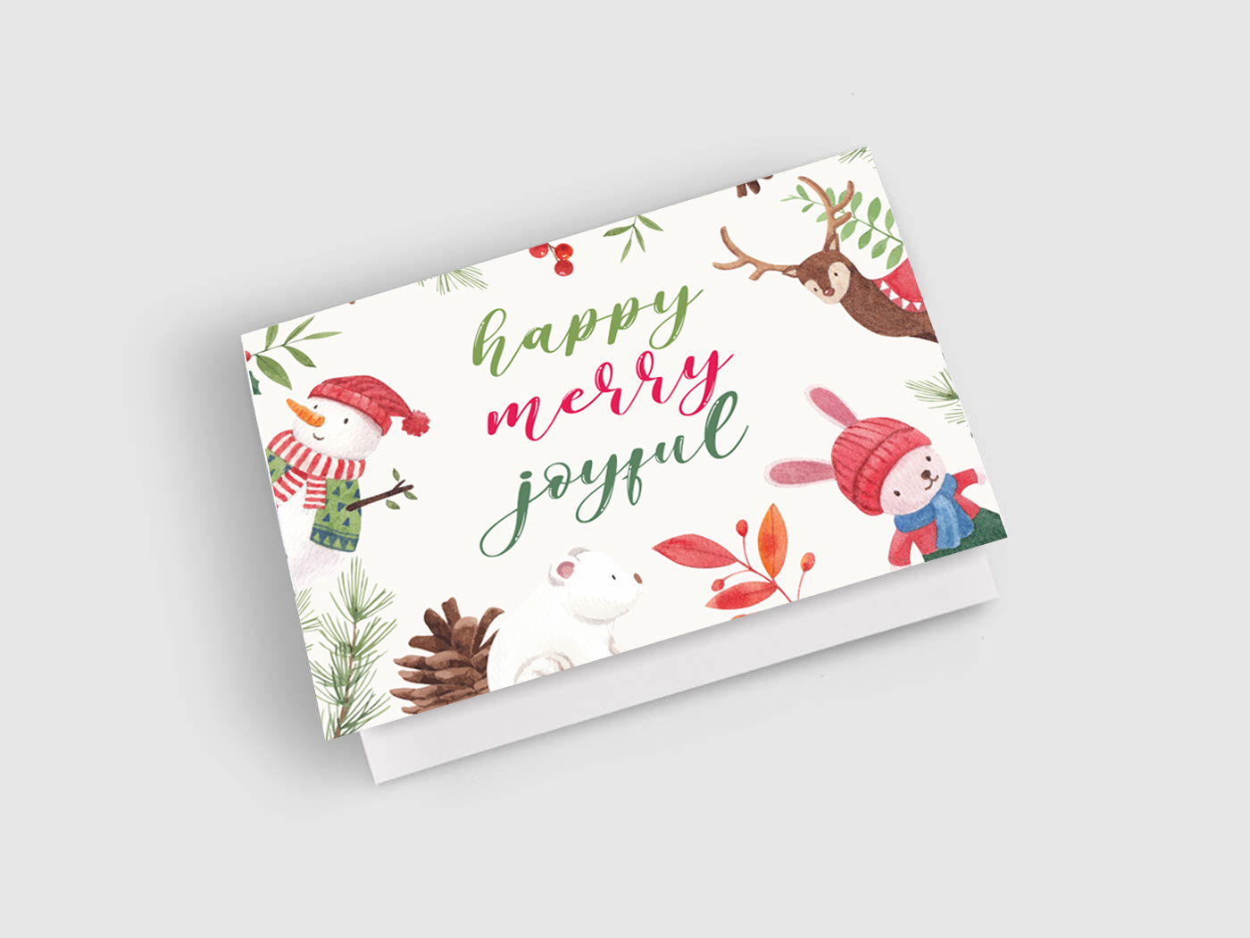 Greeting Card: Happy, Merry, Joyful