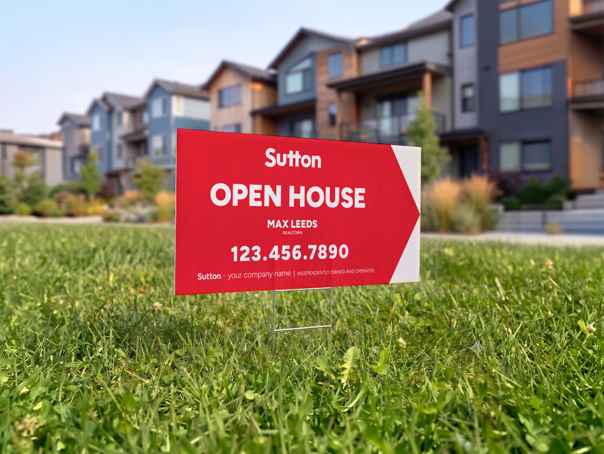 Sutton Sign: Directional Arrow Red