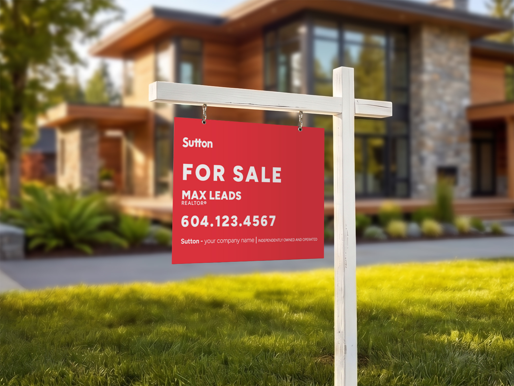 Sutton Sign: Horizontal For Sale Red