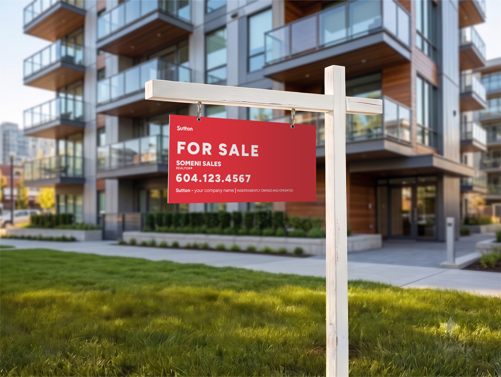 Sutton Sign: Strata For Sale Red