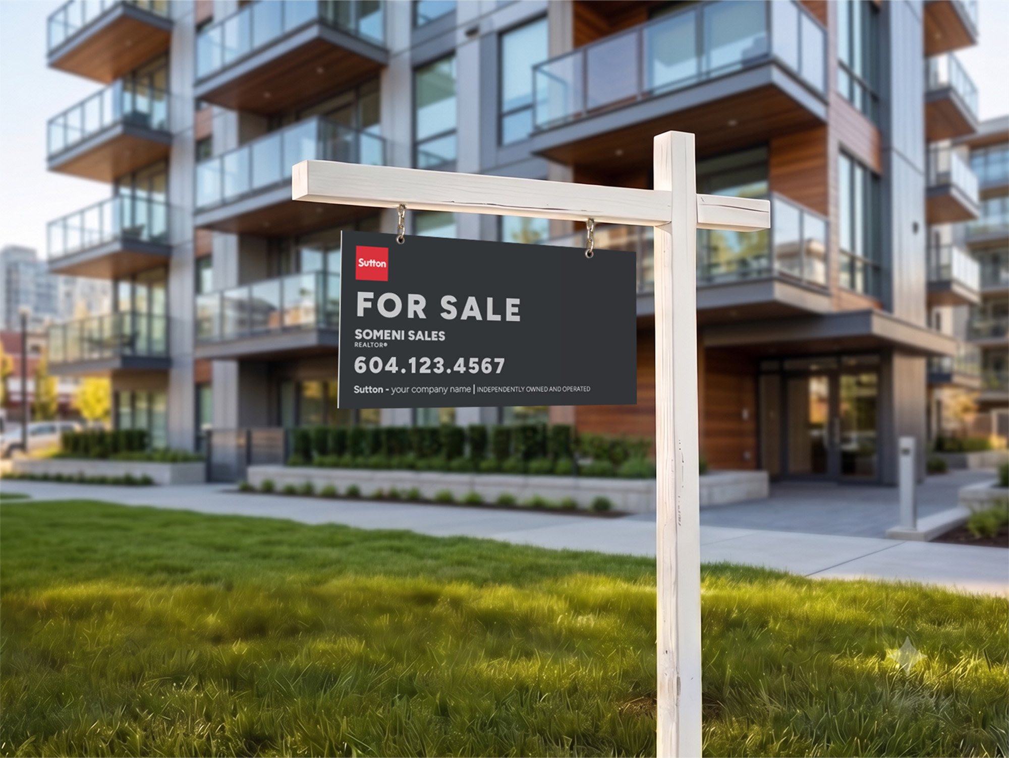 Sutton Sign: Strata For Sale Dark Grey
