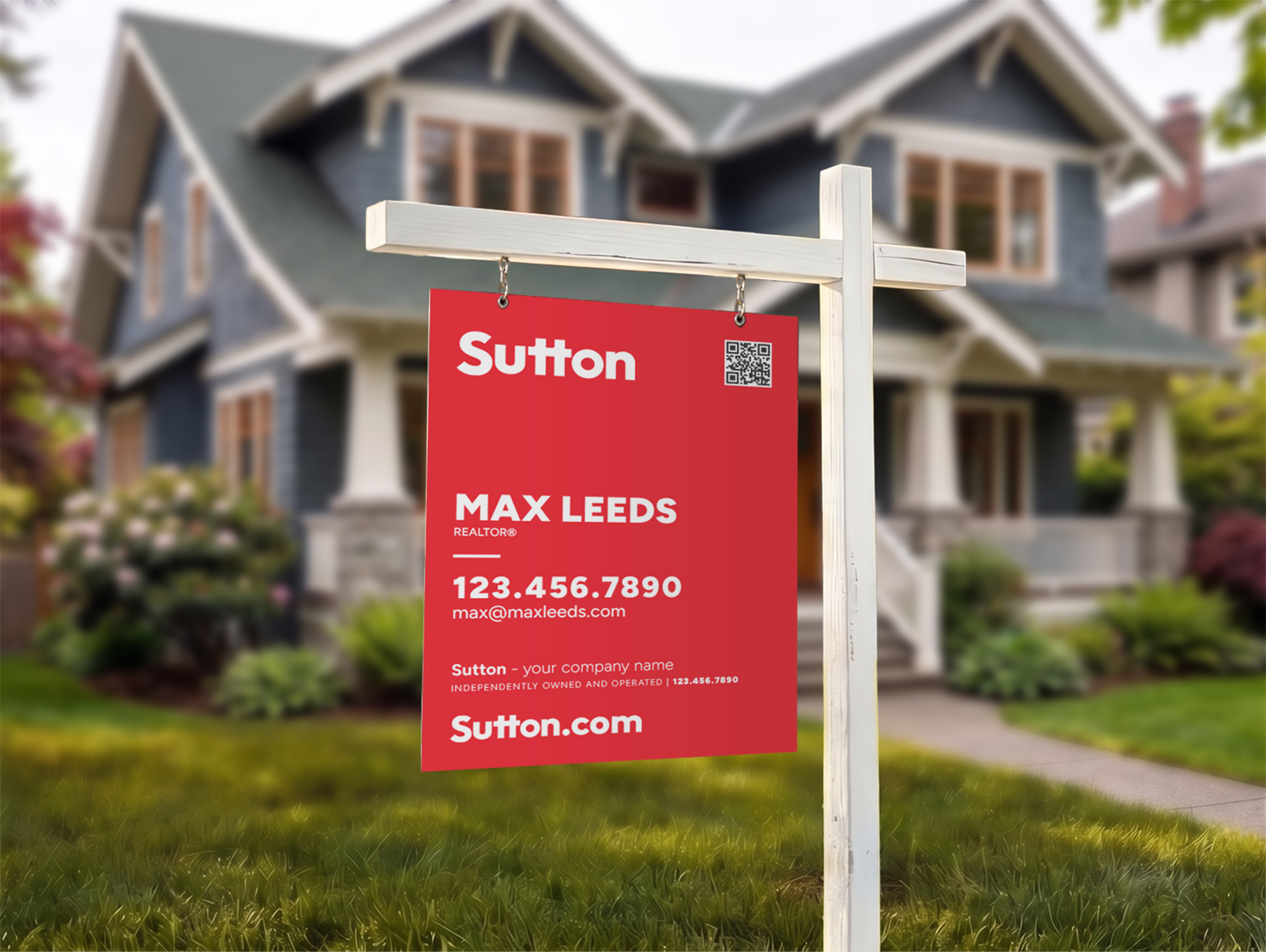 Sutton Sign: Vertical For Sale Red