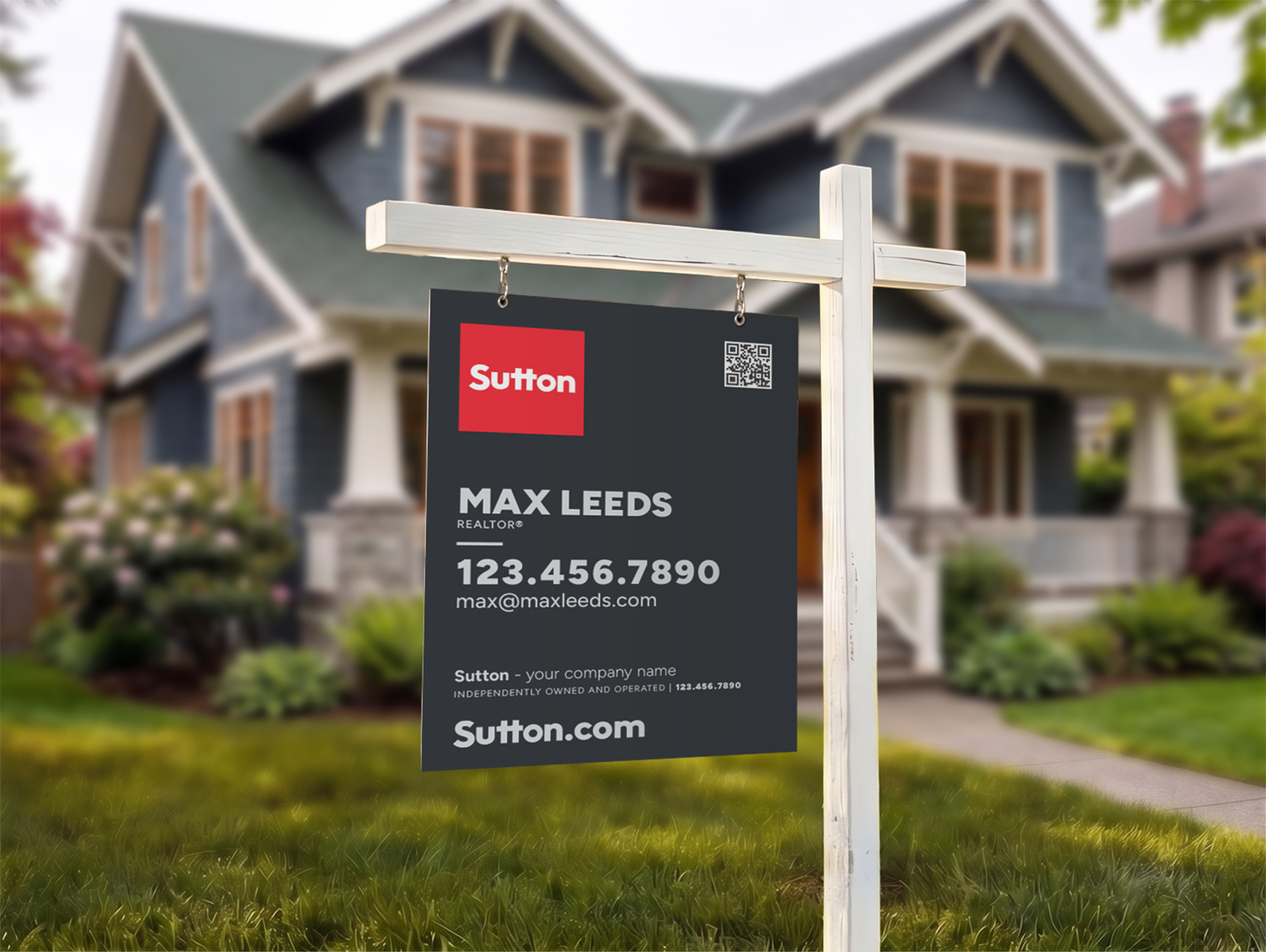 Sutton Sign: Vertical For Sale Dark Grey