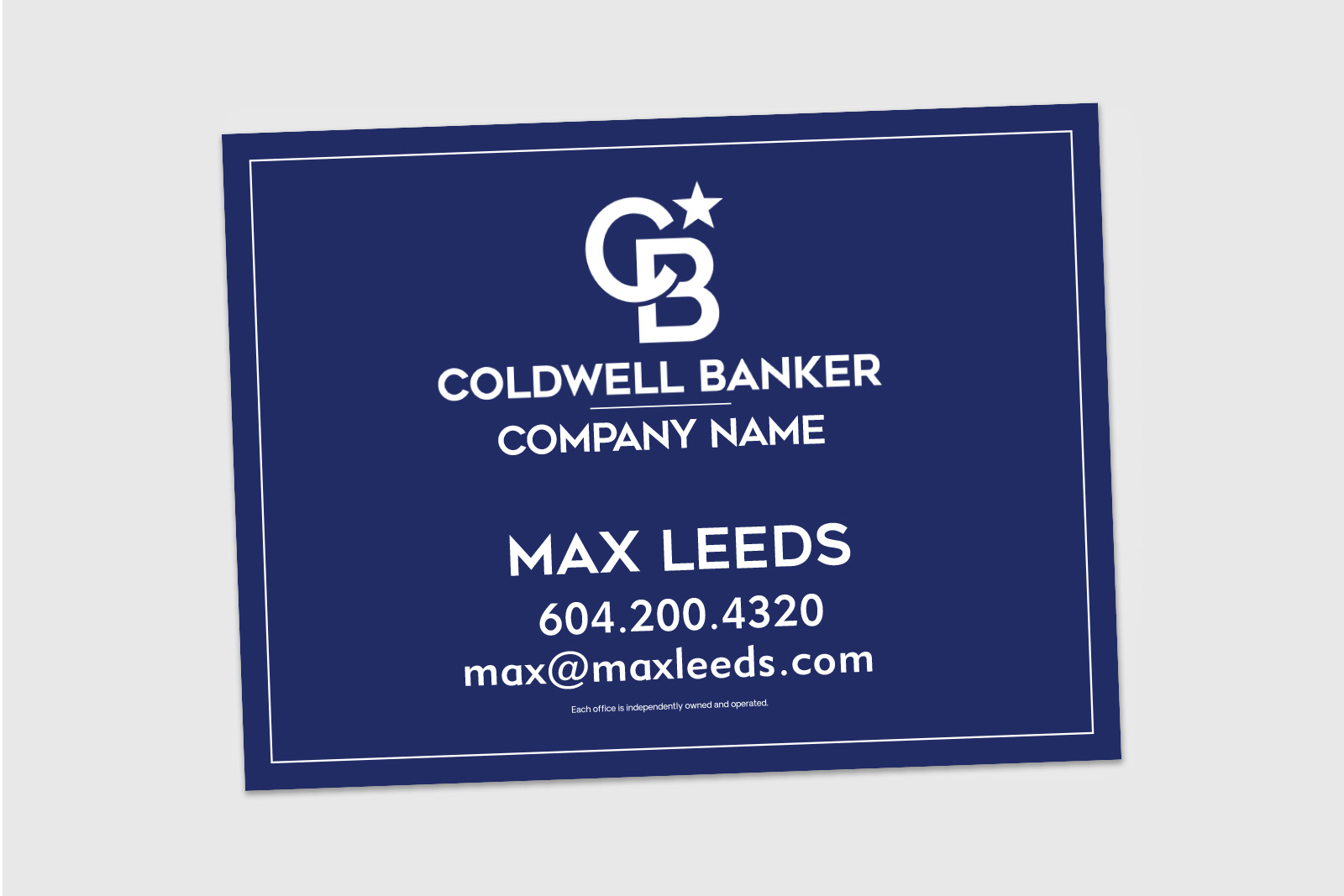 Coldwell Banker Sign: Horizontal For Sale Blue