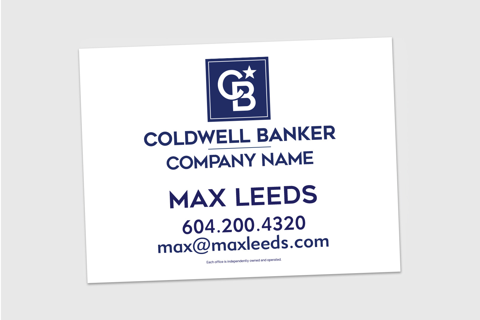 Coldwell Banker Sign: Horizontal For Sale White