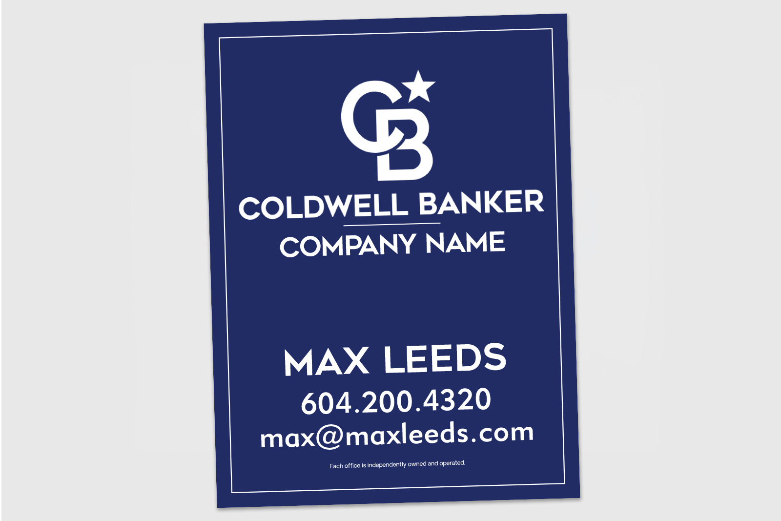 Coldwell Banker Sign: Vertical For Sale Blue