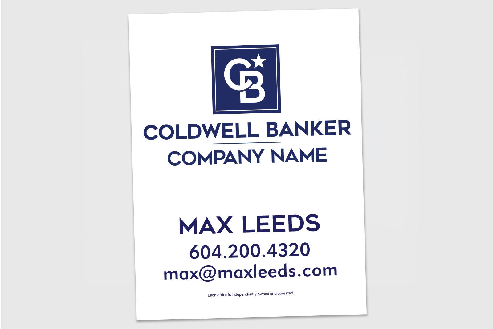 Coldwell Banker Sign: Vertical For Sale White