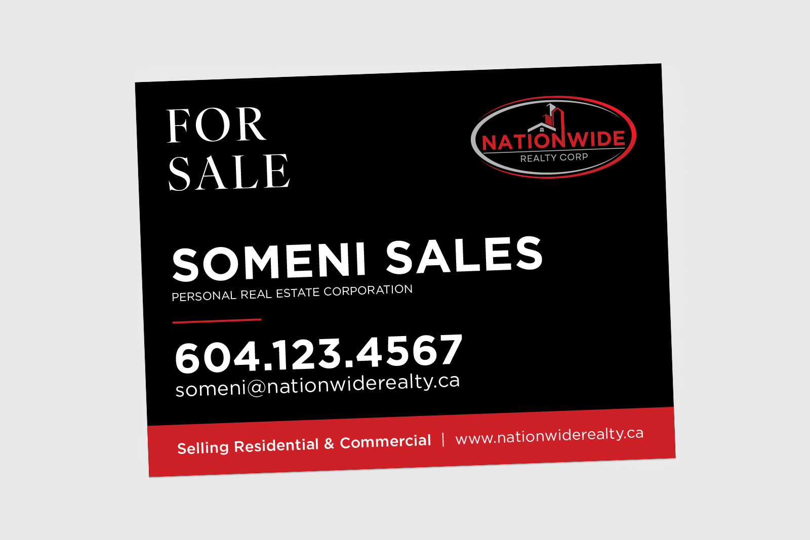 Nationwide Realty Corp. Sign: Horizontal For Sale
