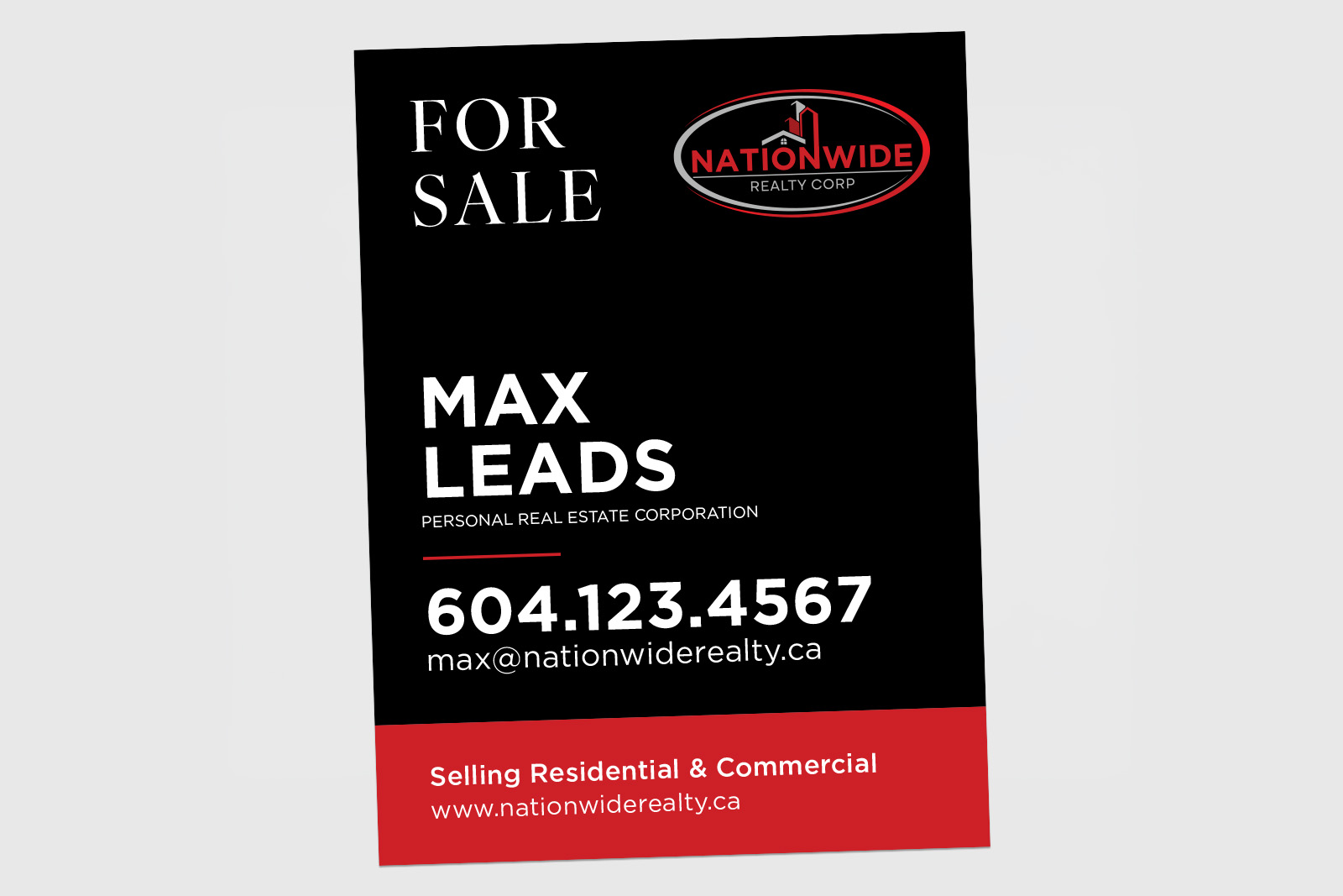 Nationwide Realty Corp. Sign: Vertical For Sale
