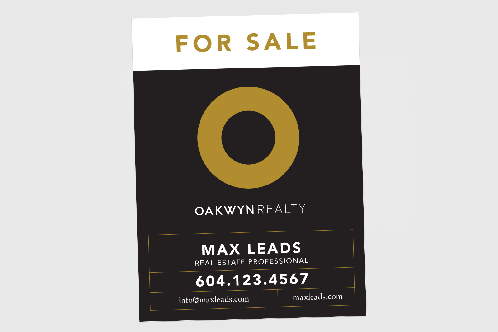 Oakwyn Realty Sign: Vertical For Sale