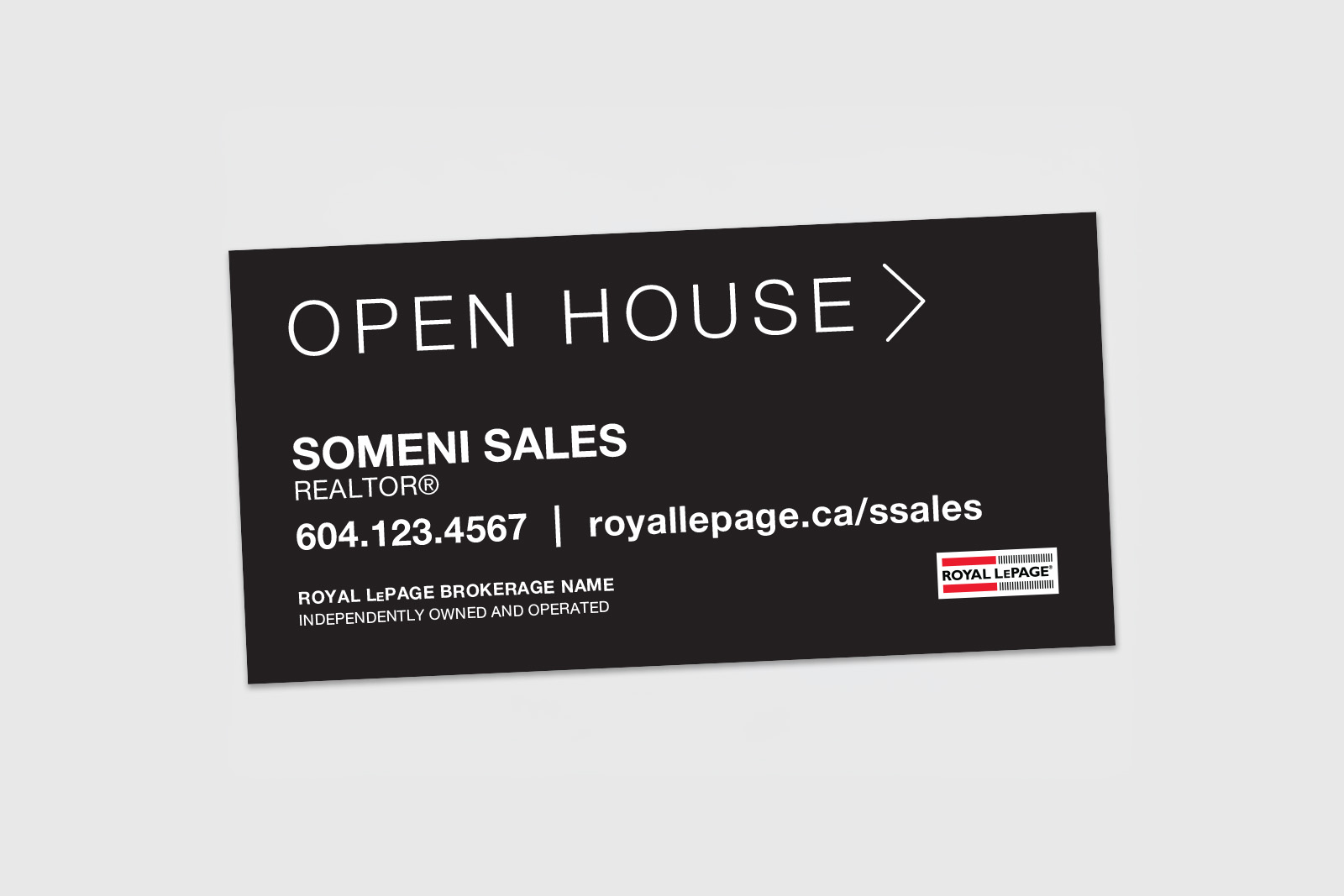 Royal LePage Sign: Directional Arrow Black