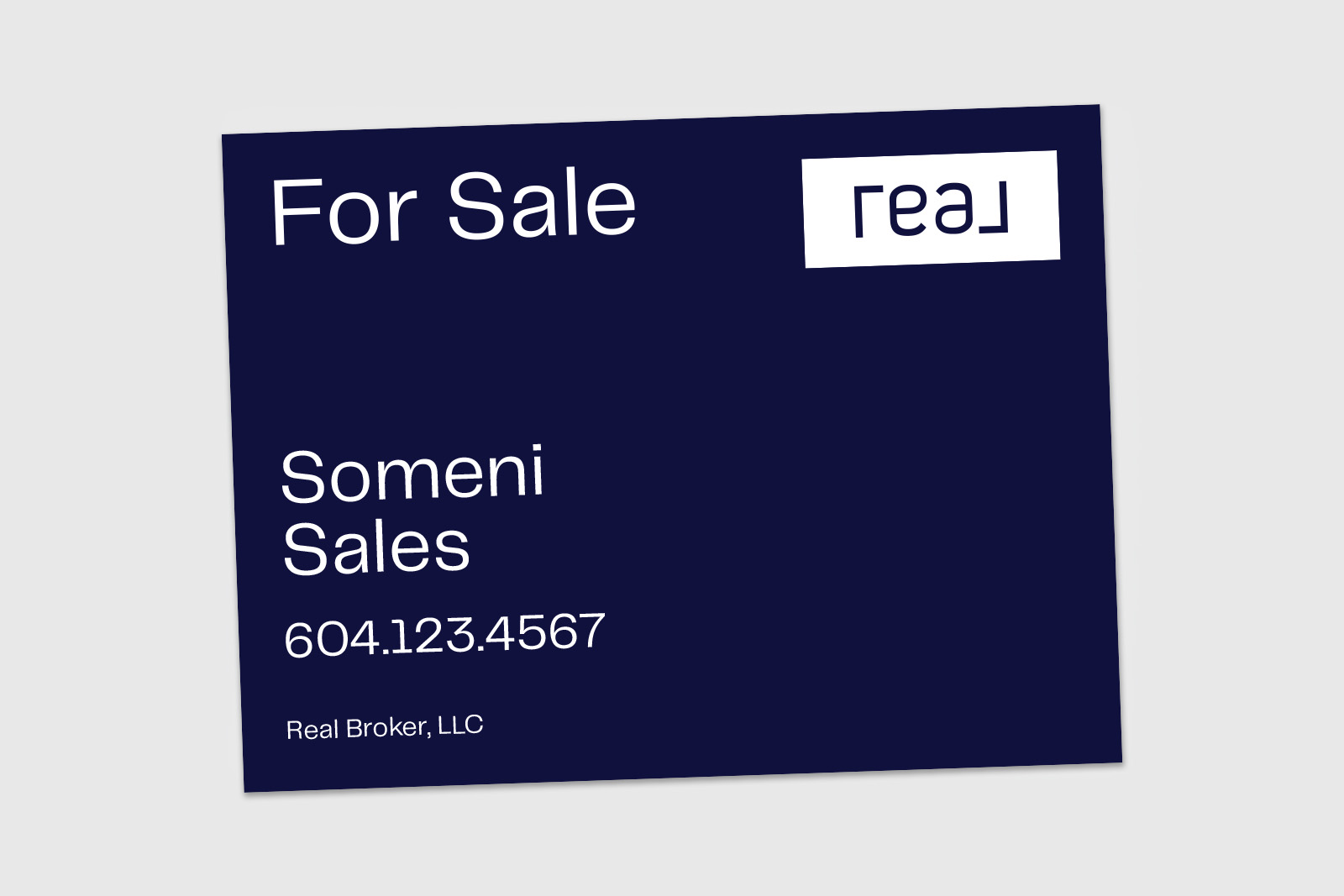 Real Broker Sign: Horizontal For Sale
