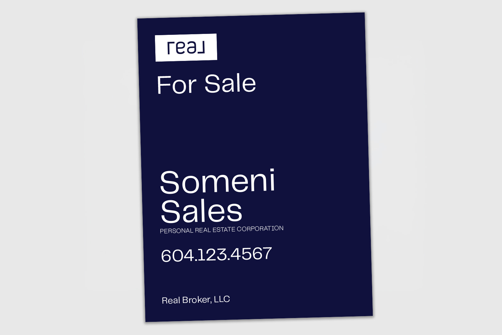 Real Broker Sign: Vertical For Sale