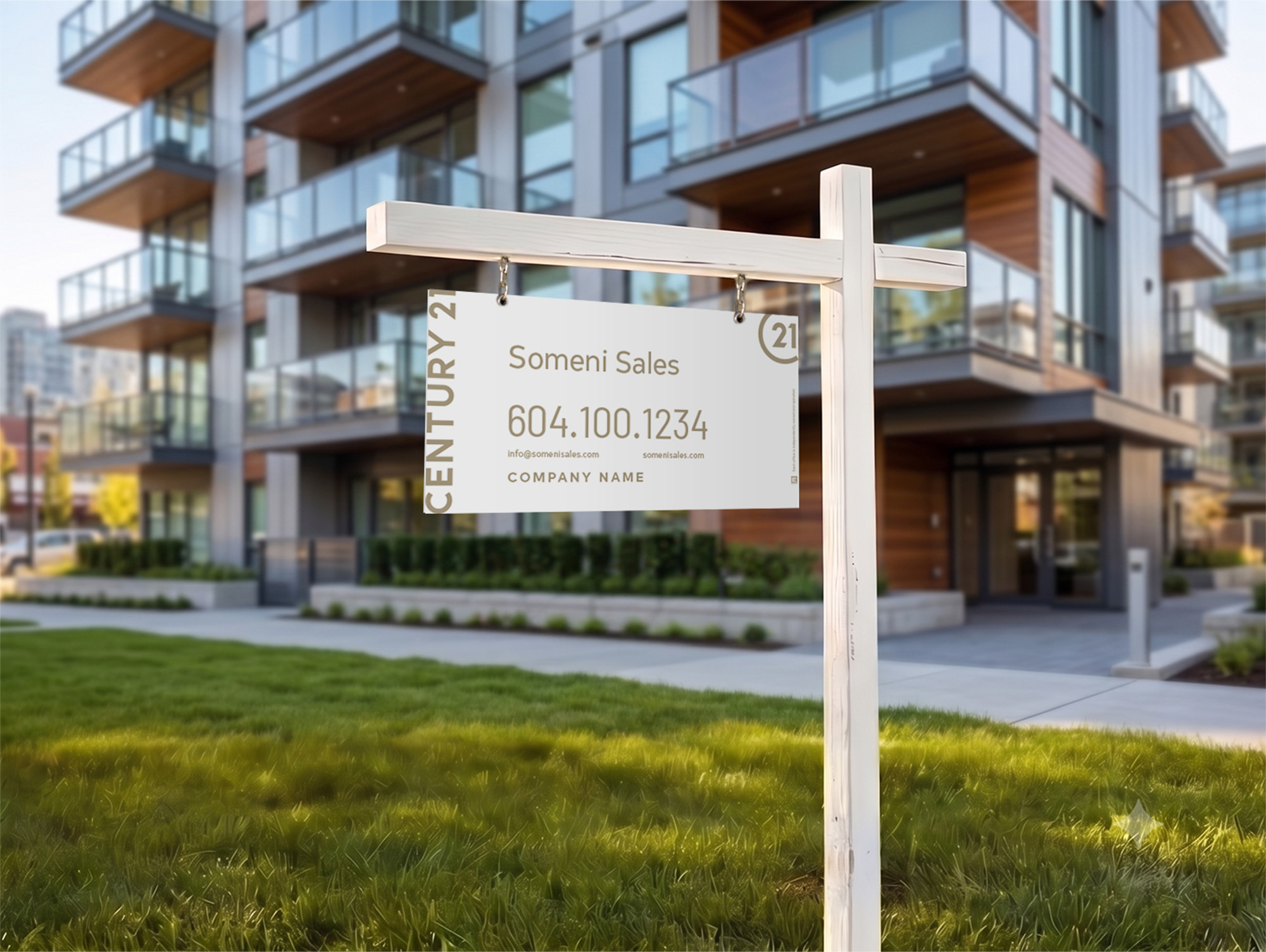 Century 21 Sign: Strata White