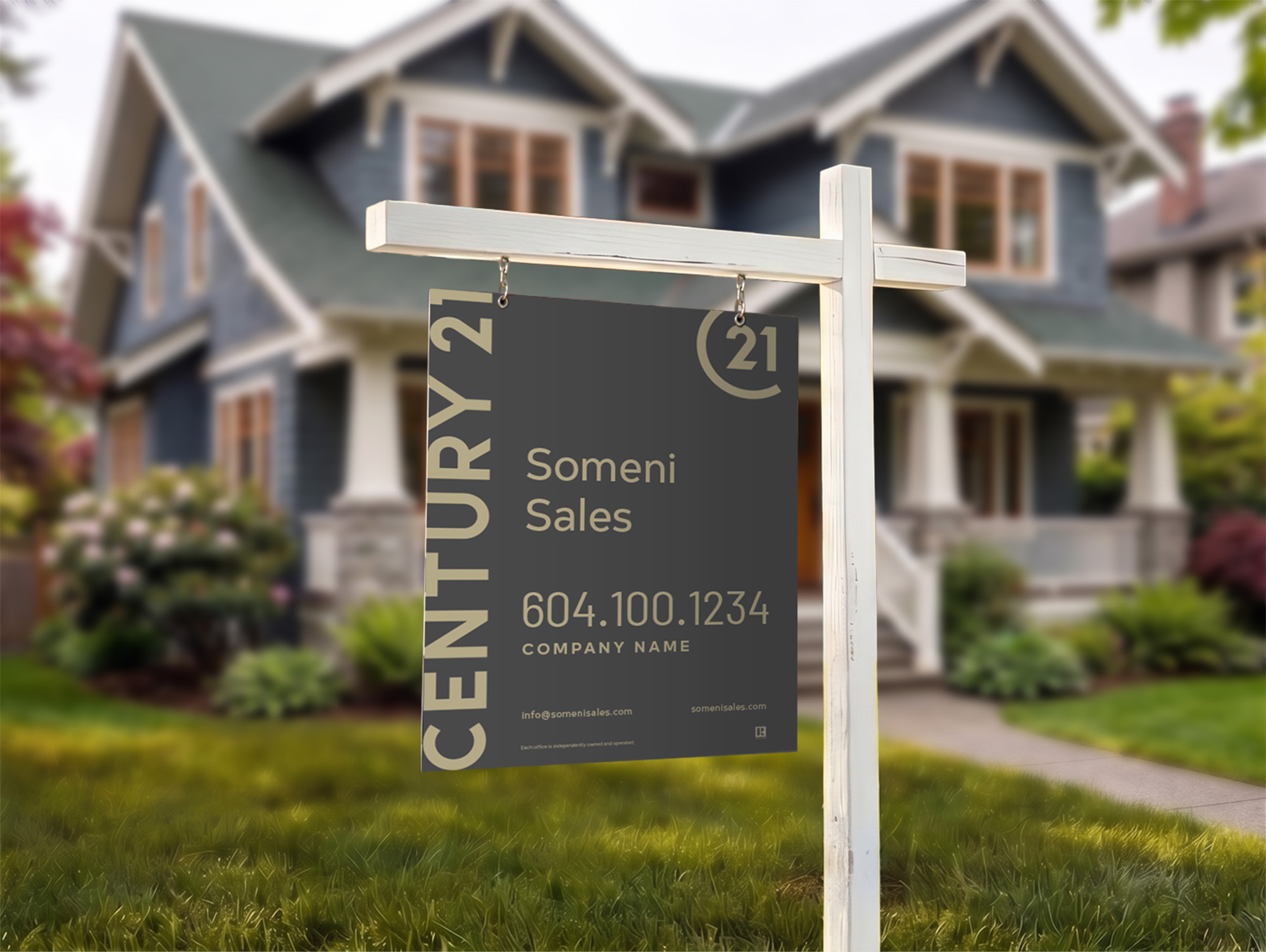 Century 21 Sign: Vertical For Sale Dark Grey