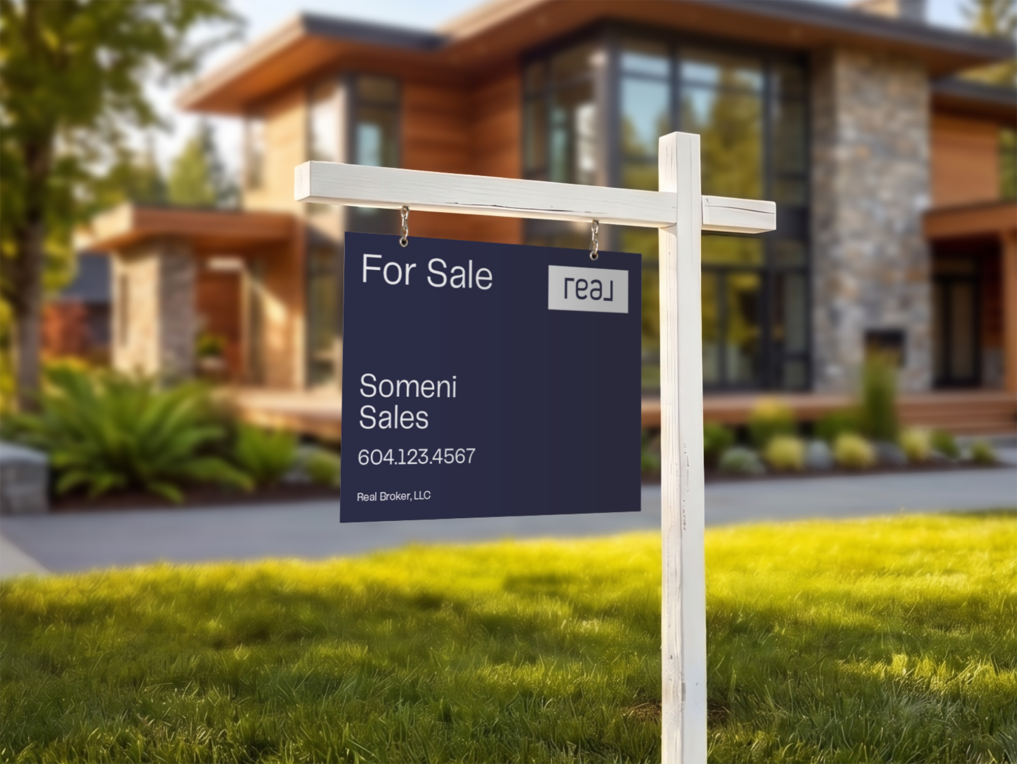 Real Broker Sign: Horizontal For Sale