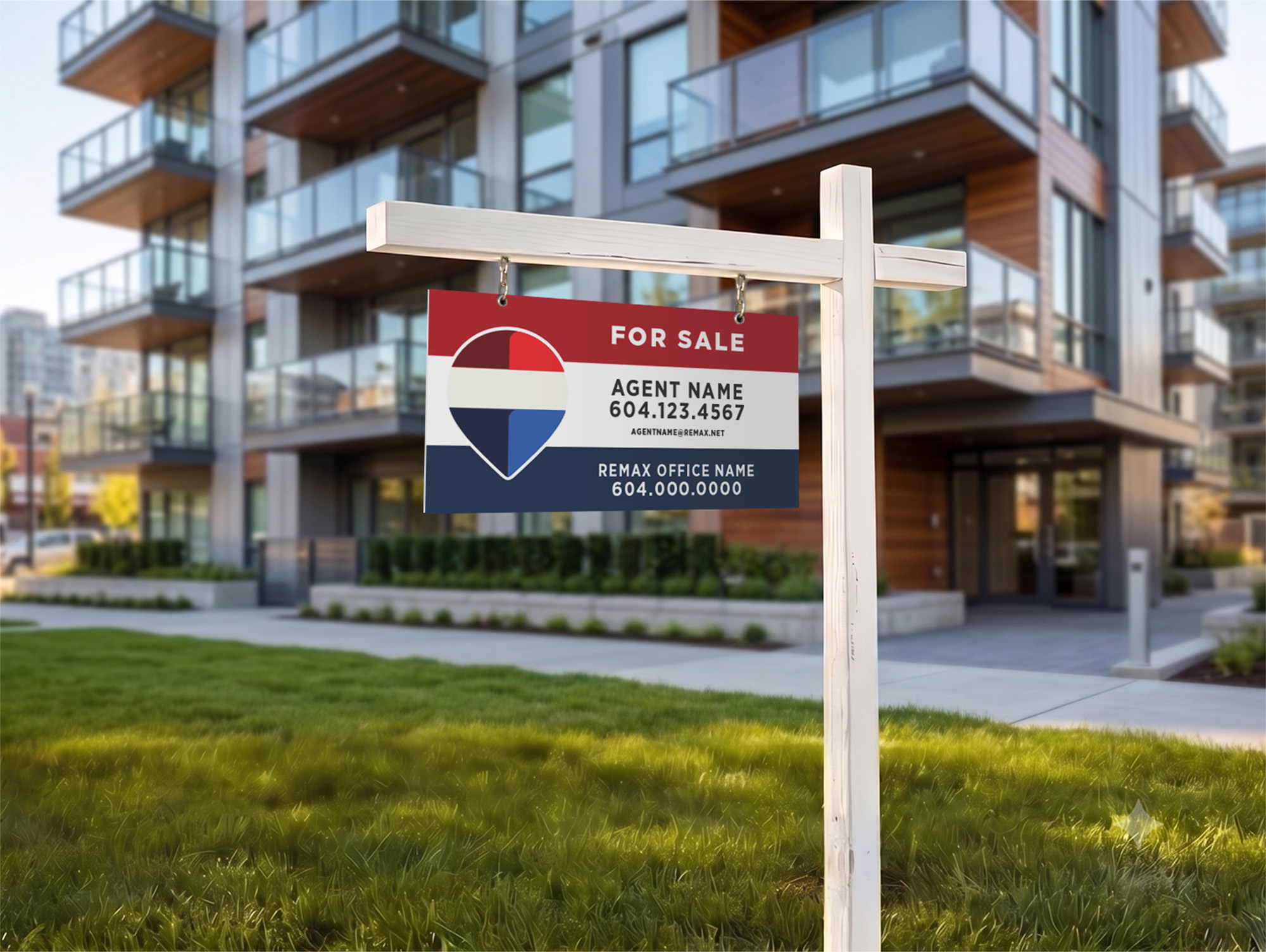 REMAX Strata For Sale Sign: Red White Blue