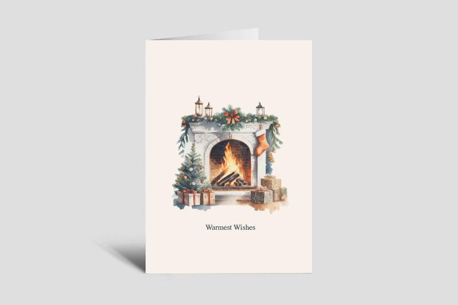 Greeting Card: Cozy Fireplace